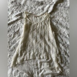 April USA tank top shirt Lace cream off white top